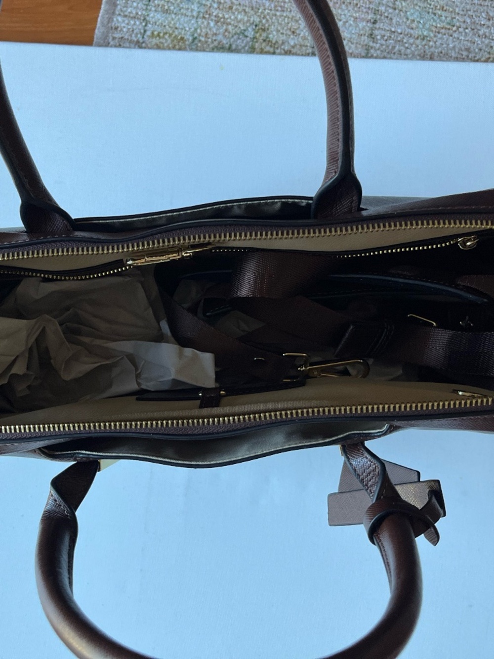 La Mansio Italian Premium Leather laptop work bag backpack Chocolate Brown Color - Picture 9 of 12